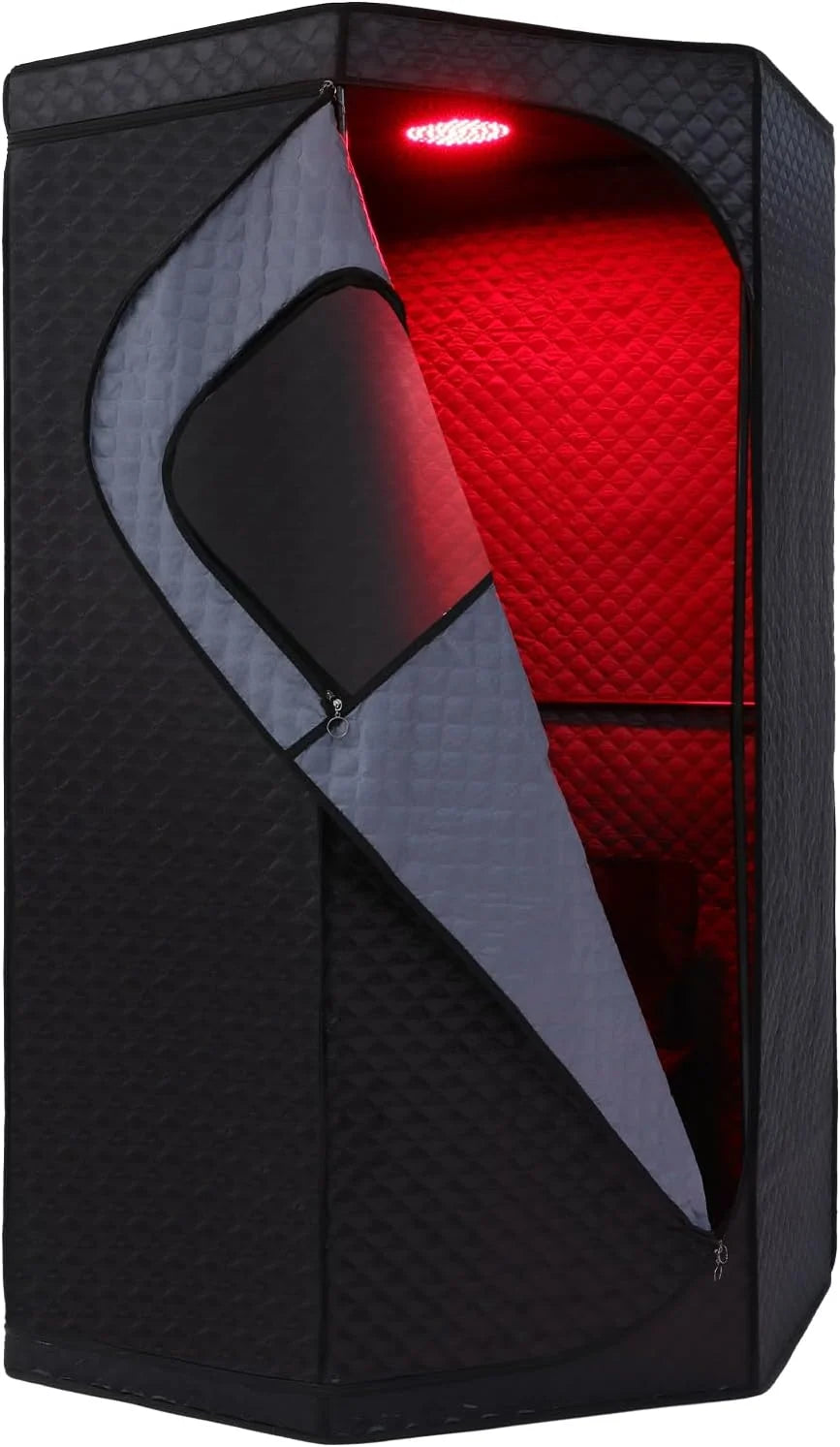 Sauna de vapor portátil de 1350 W, tienda de sauna con silla y mando a distancia, 9 niveles de temperatura y 9 temporizadores, sauna de infrarrojos, cabina de infrarrojos, baño de vapor de relajación