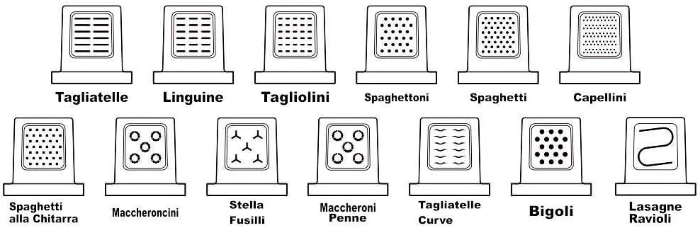 Sirge Pastabona Máquina para la Pasta 260 W – 13 Trafile – hasta 720 gr de pasta – Automática y también con Descanso – Incluye accesorio para pan/pizza/focas gratis
