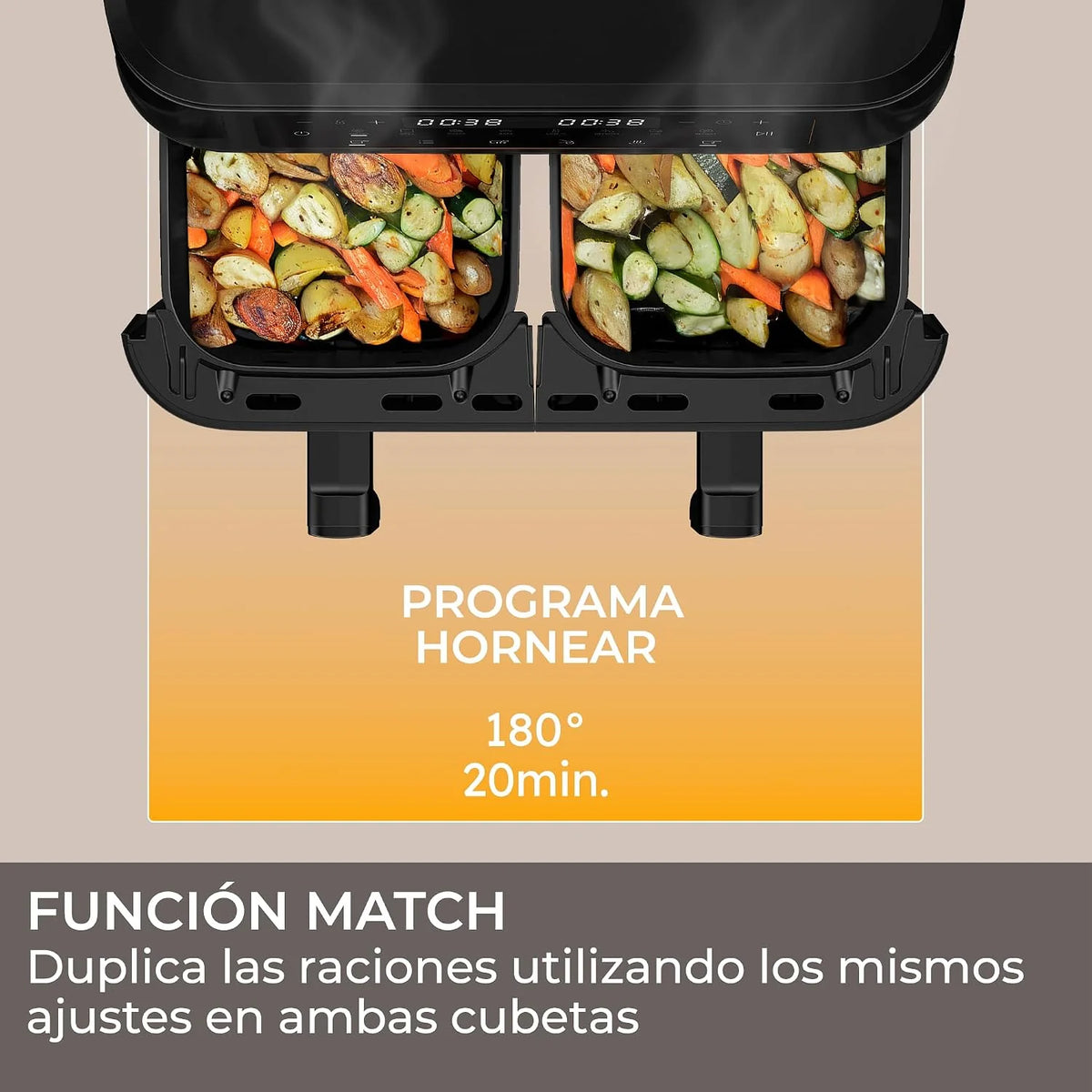 Haier Freidora de Aire de Doble Cajón | 11L Gran Capacidad | 8 Funciones