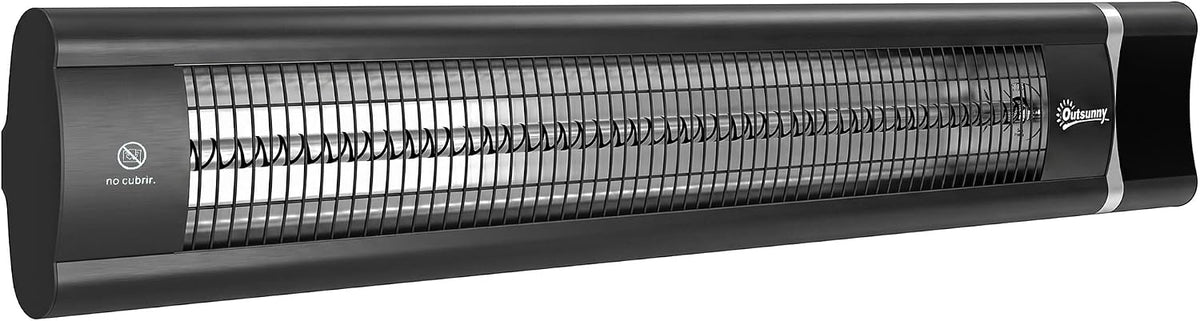 Outsunny Calefactor por Infrarrojos Terraza 3000 W, IP65, 9 Niveles Calor