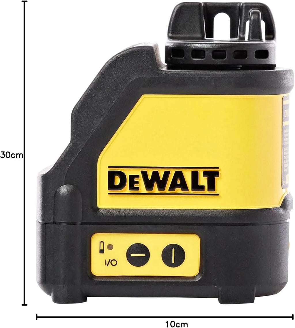 DEWALT DW088K-XJ - Láser Autonivelante de 2 Líneas en Cruz, Alcance de 15m, Base Pivotante, Precisión +/-3mm/10m, Compatible con Detector DE0892, Maletín y Pilas AA Incluidas