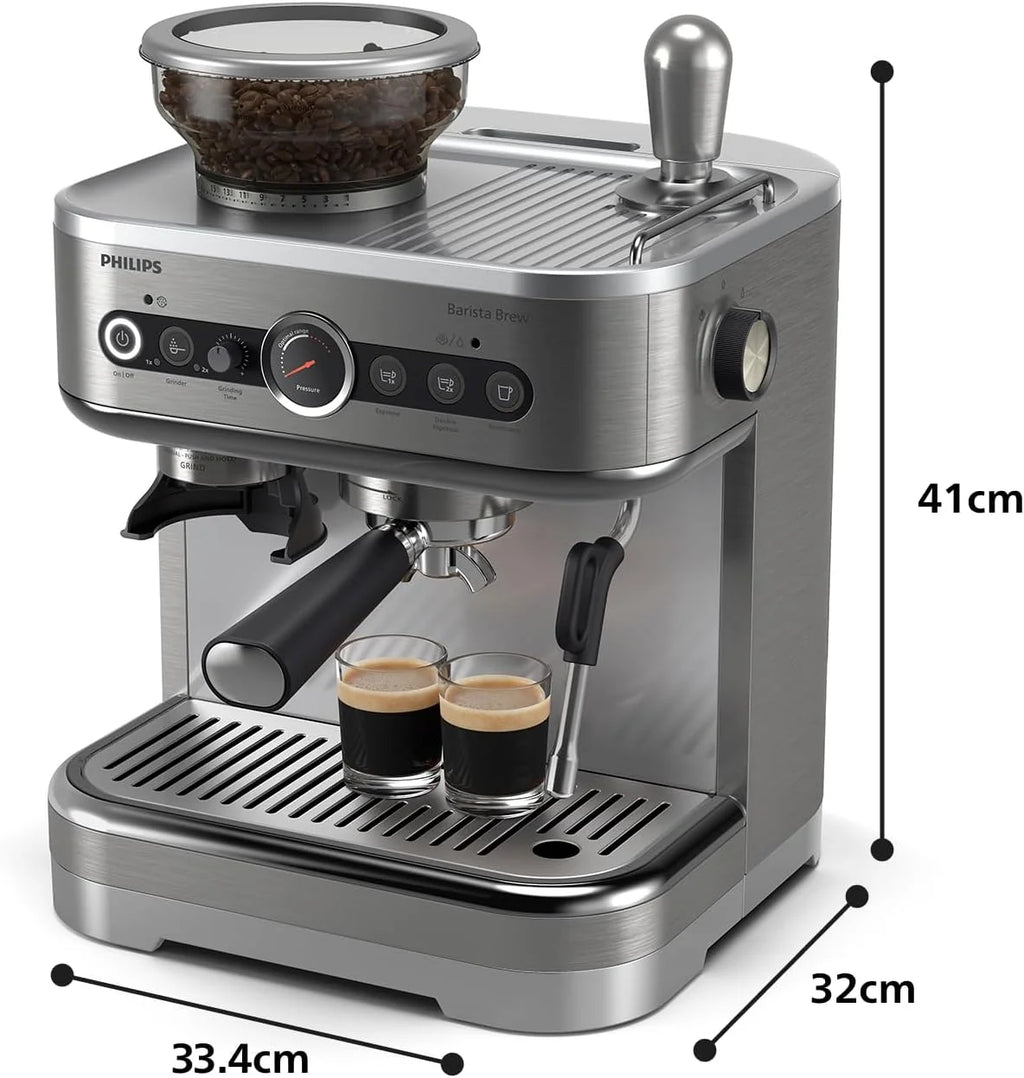 PHILIPS Barista Brew Cafetera Espresso Semiautomática, 250g, Acero Inox