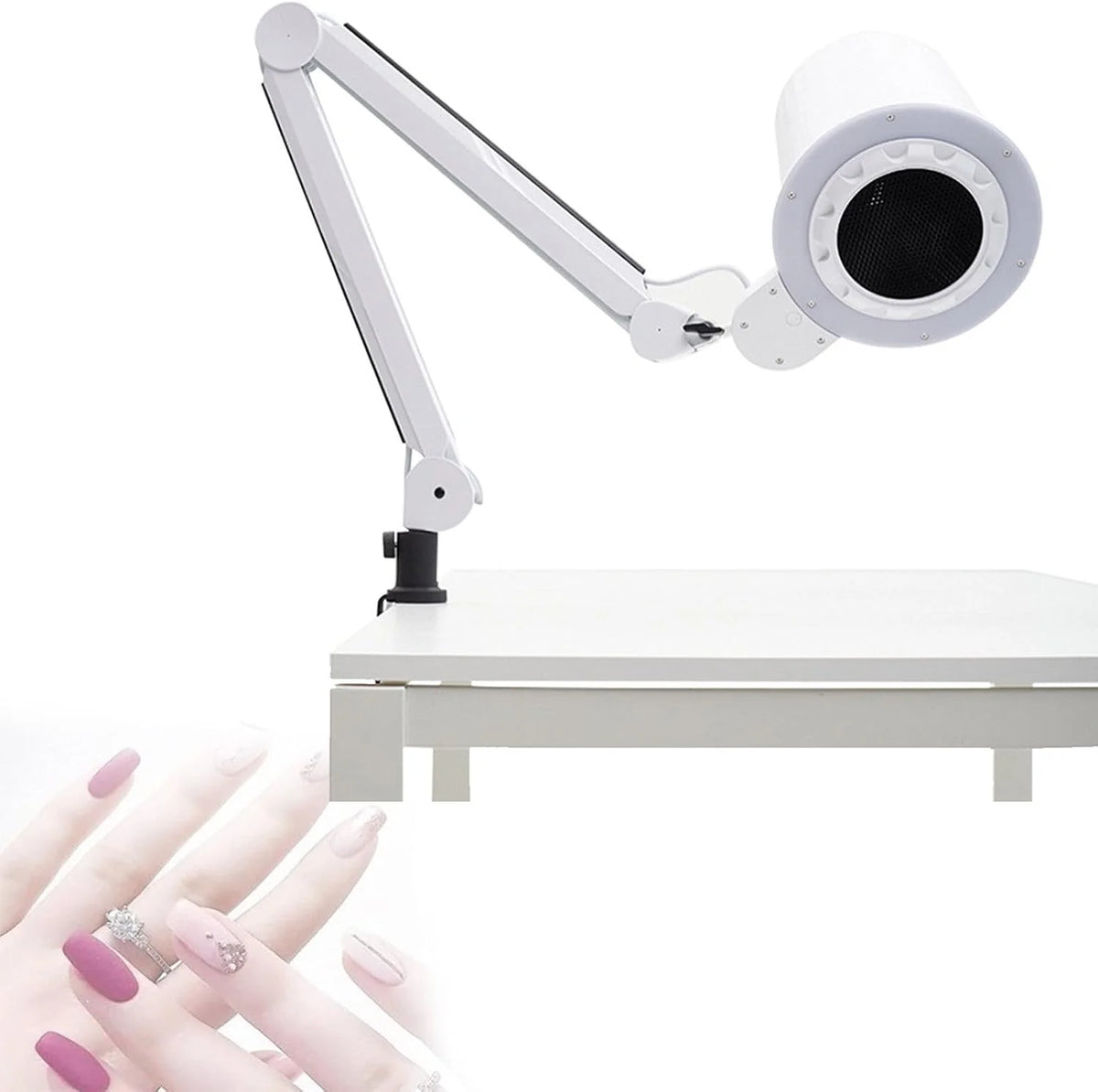 Colector De Polvo De Uñas, Aspirador De Uñas De Succión Fuerte, Bajo Nivel De Ruido, Extractor De Polvo De Uñas con Luces LED, para Uso Doméstico Y Profesional