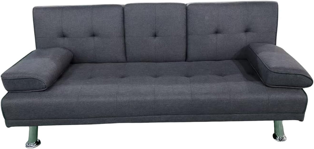 MUEBLIX.COM - Canos 3 Seater Sofa Bed, Armchair Bed, Sofa Bed, with Folding Table, Upholstered Synthetic Fabric, Click-Clack Opening, Designer Sofa, Grey