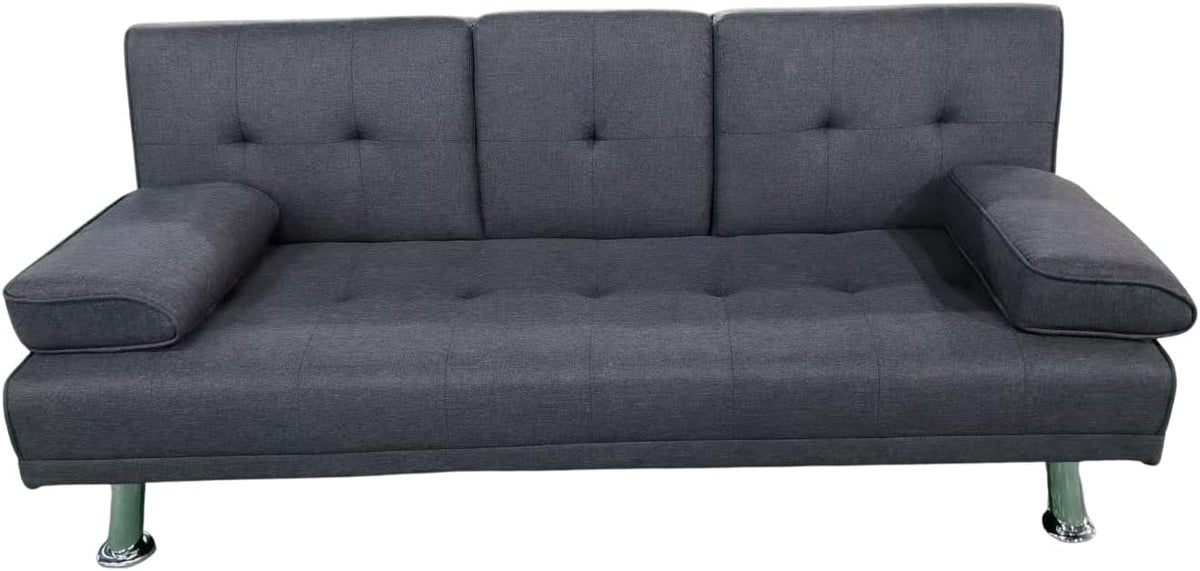 MUEBLIX.COM - Canos 3 Seater Sofa Bed, Armchair Bed, Sofa Bed, with Folding Table, Upholstered Synthetic Fabric, Click-Clack Opening, Designer Sofa, Grey
