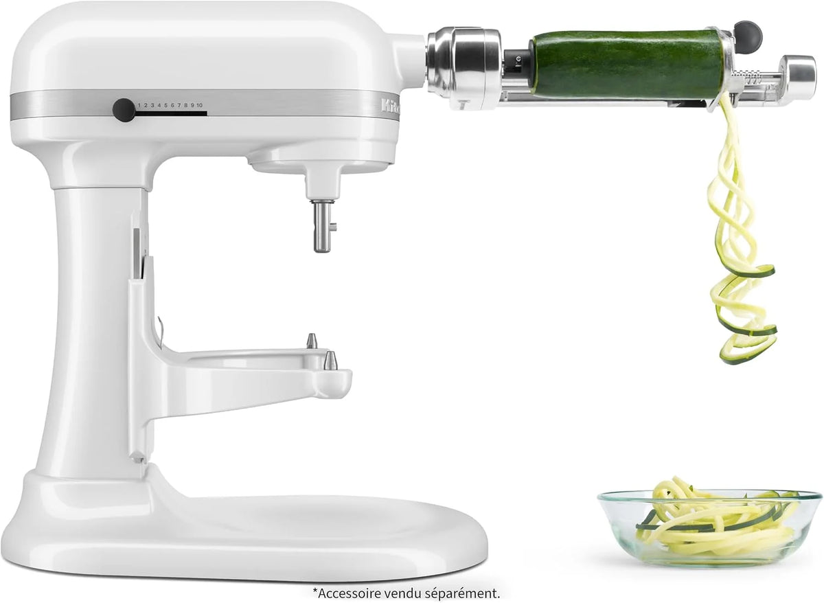 KitchenAid Batidora Amasadora Bowl-Lift 5.2L Heavy Duty, Cuerpo y Engranajes Metálicos, 11 Velocidades, Flex Edge, 67 Puntos de Contacto, Blanco