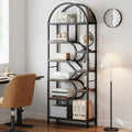 Estantería Arco Metal Negro Madera Vintage 6 Niveles Salón