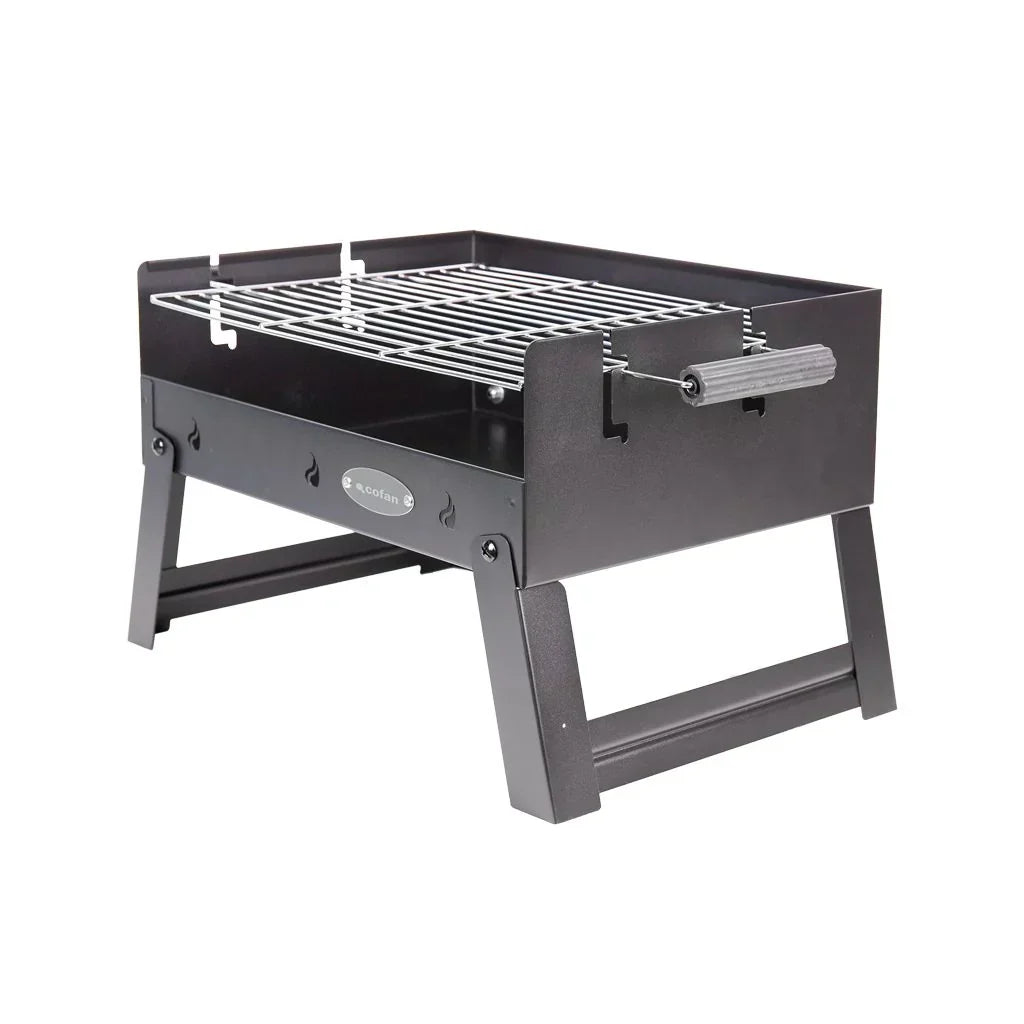 Cofan Barbacoa De Carbón Portátil | Parrilla De Acero Cromado | Barbacoa Plegable | Con Asas Laterales | Ideal Para Camping, Jardín Y Terraza | Medidas: 45,5 X 34,5 X 31,5 Cm