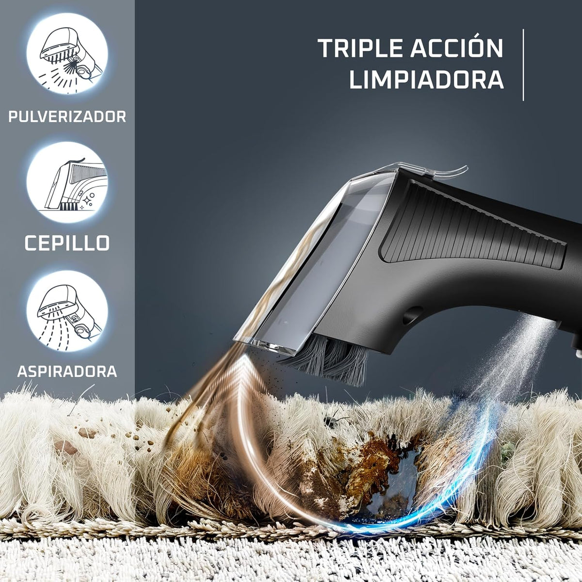 Rowenta Clean It Hot & Cold, Aspiradora tapicerías 1150W, 5 Acc, Negro