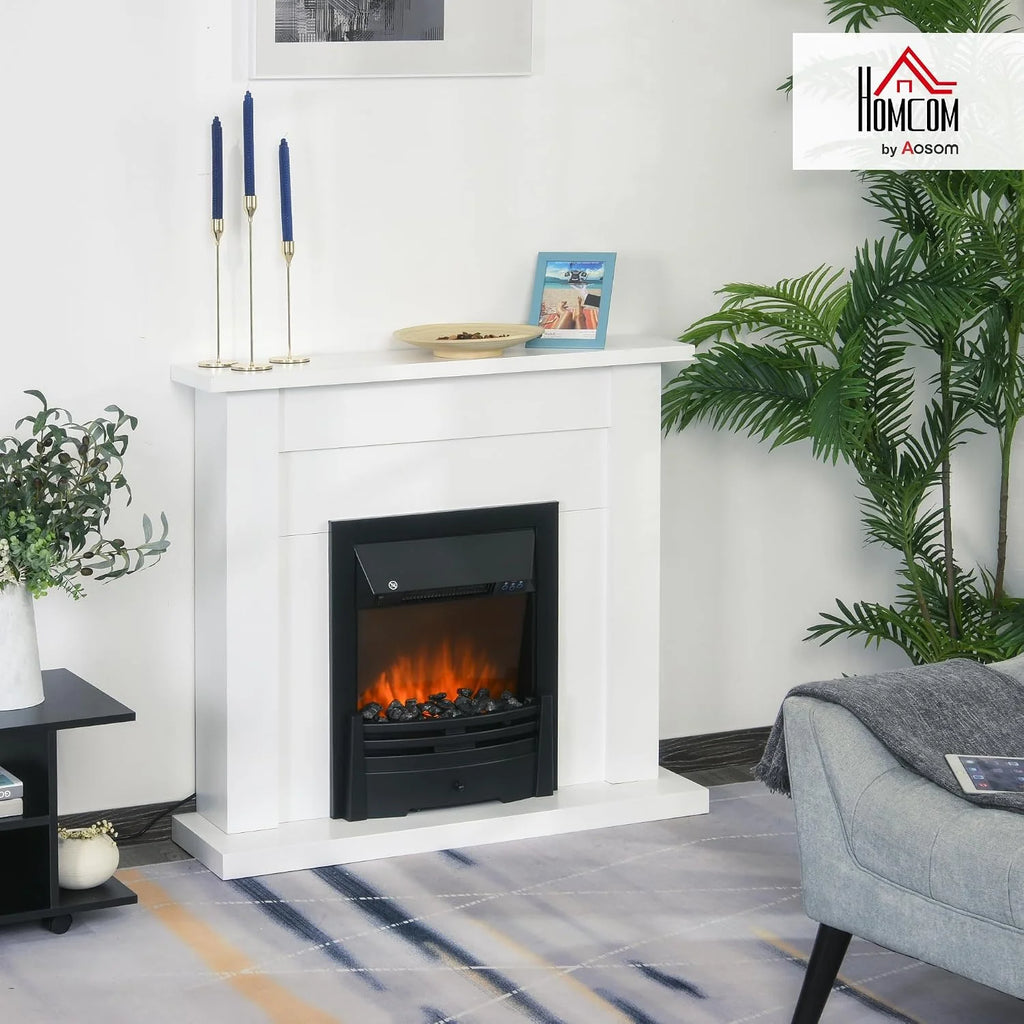 HOMCOM Electric Fireplace 1000/2000W Decorative for 20-25 ㎡ White