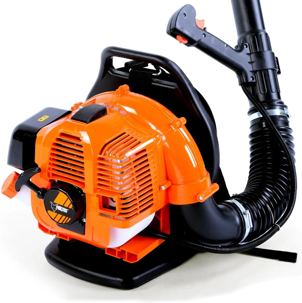 Soplador de Mochila de Gasolina FUXTEC FX-LB133T, más de 300km/h (186mph), 0.9kW, 1.2hp, Motor de 2 Tiempos de 33cc, Tanque (650ml), Almohadilla - fácil de soplar Las Hojas o la Nieve