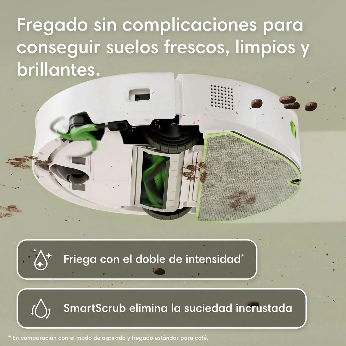 iRobot Roomba 115 Combo con Base AutoEmpty, Robot 2en1, Potencia de succión 15000 Pascales, Cepillo Lateral Flexible, Mopa de fregado extendida, 90 días autonomía, Navegación Clearview LiDAR, Blanco