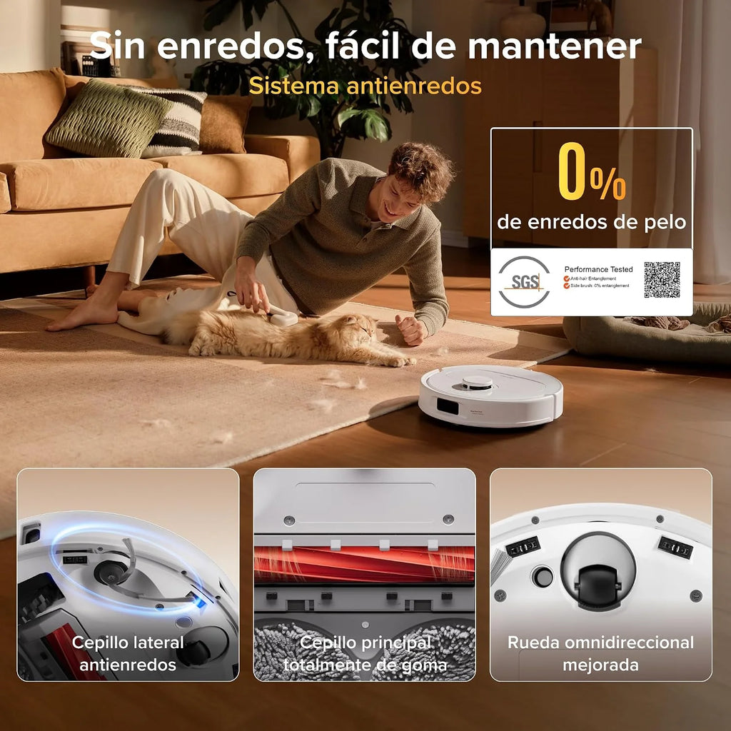 roborock Qrevo S Pro Set Robot Aspirador (Versión Mejorada del QV 35A) Succión de 18500 Pa, Base Todo en Uno, 2,7L Bolsa para Polvo, Sistema antienredos, Evitación de Obstáculos, Blanco