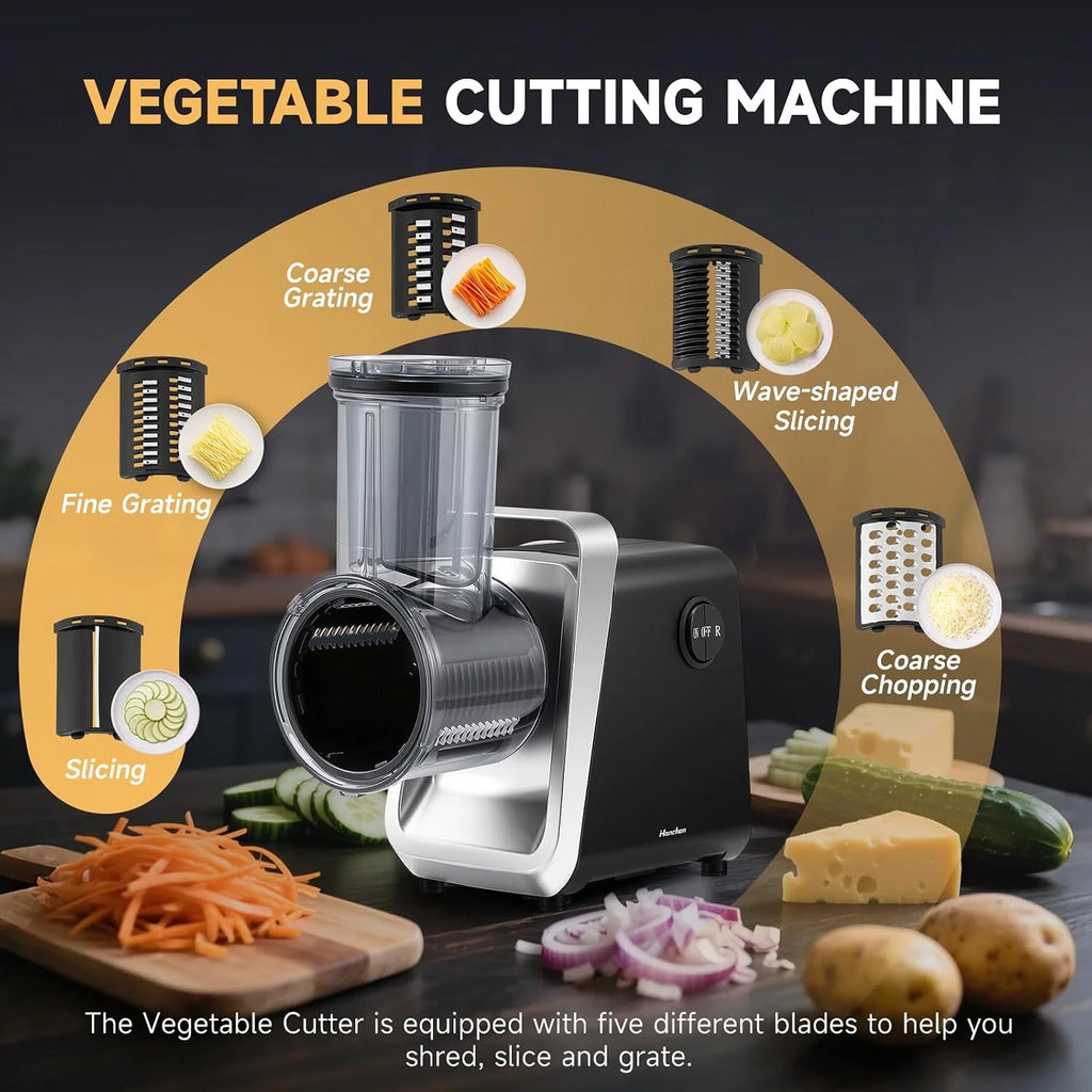 Hanchen Picadora eléctrica 3 en 1 para carne picada con cortador de verduras y prensa de tomates, incluye relleno de salchichas, accesorio para galletas y juego Kubbe