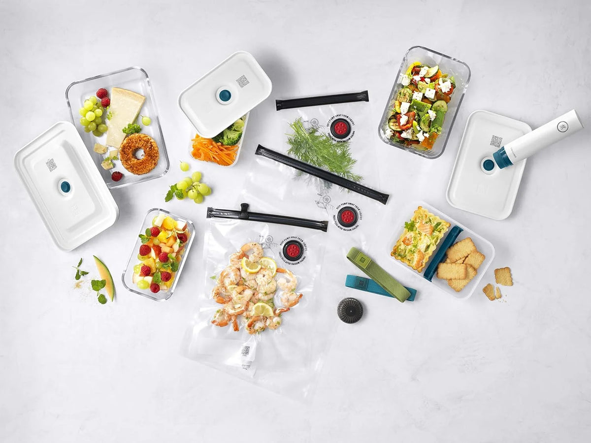 ZWILLING Fresh & Save Set inicial de vacío para alimentos, vidrio, 16 piezas, bomba, recipientes y bolsas