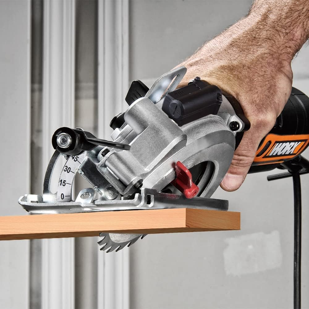 WORX Sierra circular WORXSaw XL 46mm, 800W | WX437 | Guía láser, sistema de aspiración integrado, rápido ajuste de profundidad, cambio de disco sencillo