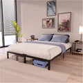 Dreamzie - 200 x 200 cm Black Metal Bed Frame Height 35 cm