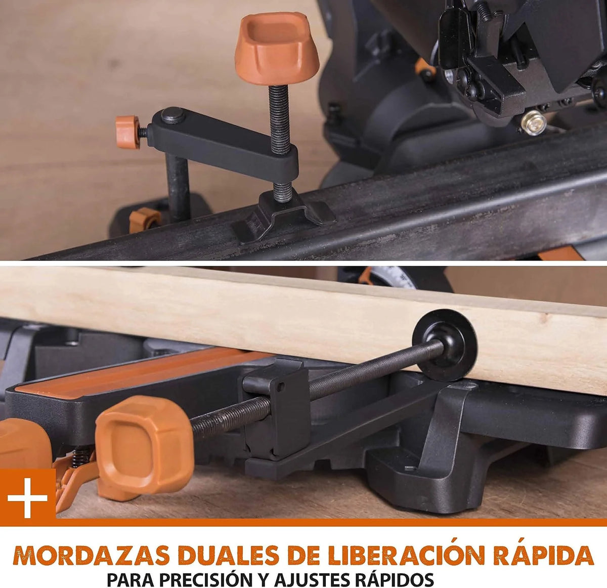 Evolution Power Tools - R210SMS-300+ Ingletadora deslizante multimaterial de 210 mm (230 V), con paquete plus, Corta acero dulce, aluminio, plástico, madera con clavos incrustados