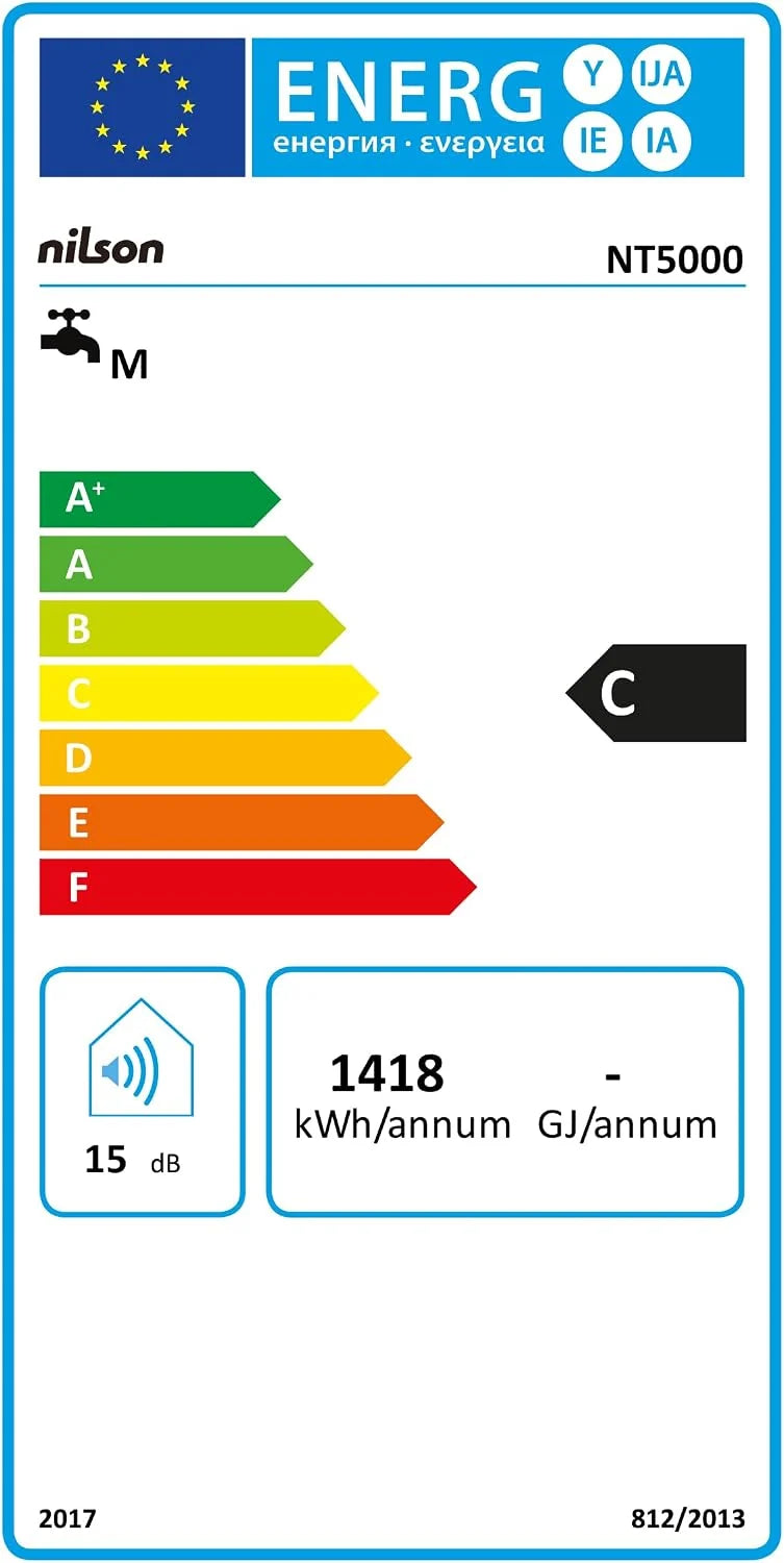 Nilson Electric Thermo Vertical 50 Litres NT5000. Vertical Installation, 1500W, Includes Mounting Kit, Stainless Steel Resistor, White, Energy Efficiency Class C