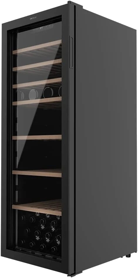 Cecotec Vinoteca de 98 Botellas Bolero GrandSommelier B98Black. 203 L, Sistema Compresor de Enfriamiento, Display, Control Táctil, Temperatura Regulable y Luz LED interior