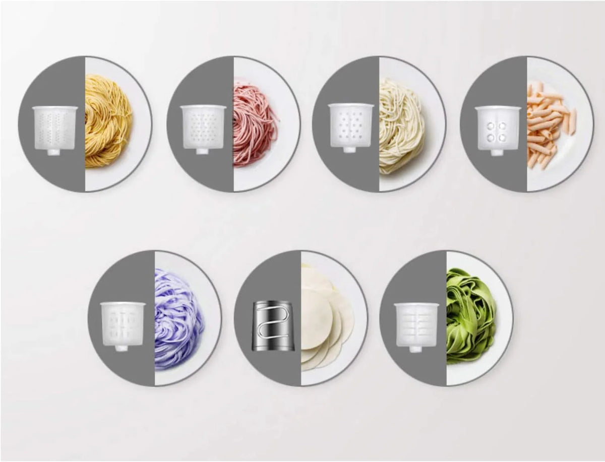 ROMMELSBACHER Máquina de pasta eléctrica PM 220 – hasta 800 g, báscula integrada, suministro de agua controlado, 6 programas totalmente automáticos, tornillo prensado de acero inoxidable, 7 moldes