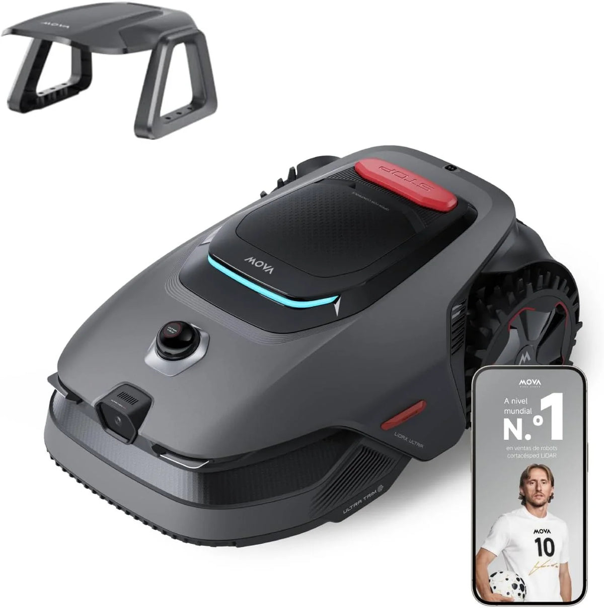 MOVA LiDAX Ultra 1200 Robot cortacésped, sin RTK, mapeo automático con LiDAR 3D de 360°y visión con IA, Corta a Menos de 5 cm de los Bordes, en terrenos complejos, rutas eficientes en Forma de U