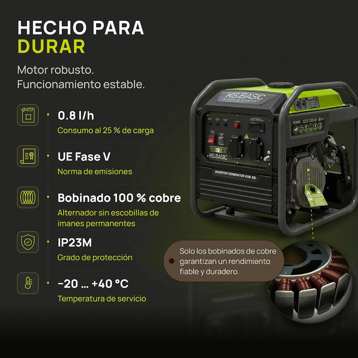 K&S BASIC 38i Generador inverter 3,8 kW, generador de corriente a gasolina portátil