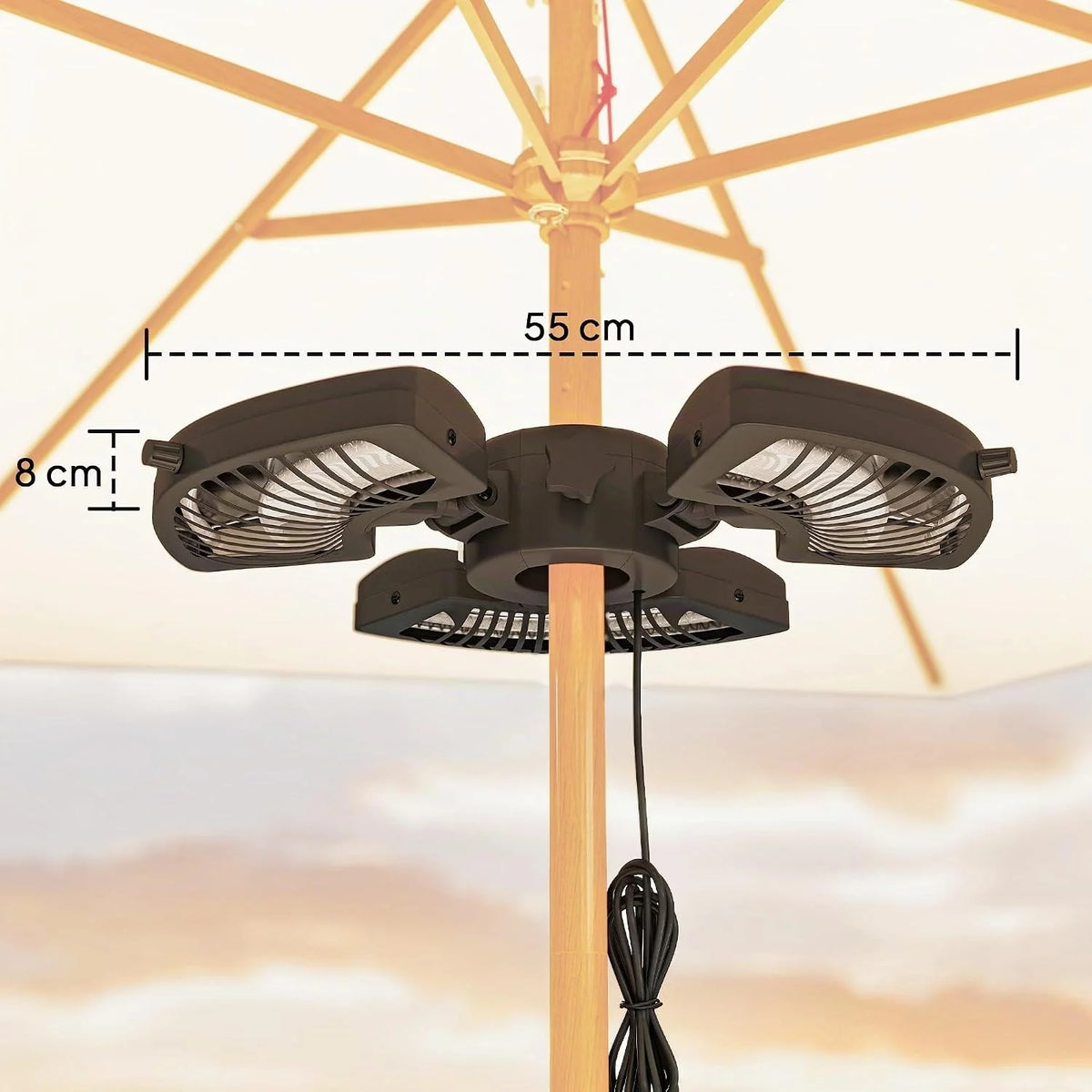 Outsunny Infrared Heater for Parasol 800/1600/2400W Black