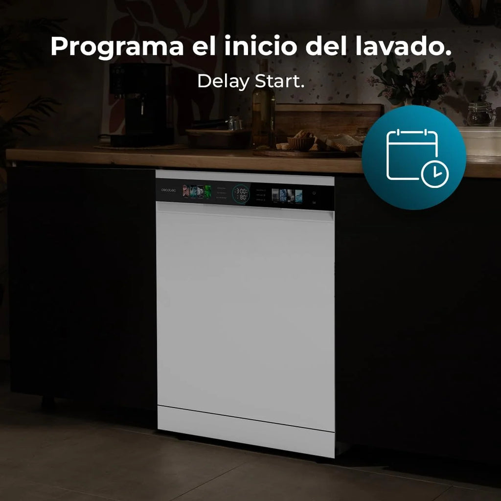 Cecotec Lavavajillas Compacto de 60 cm Bolero Aguazero 6320 Dark D, 1900W, 15 Cubiertos, 8 Programas, Pantalla FullColor XXL, Smart Wash, Turbo Dry+, AutoClean, Media Carga, Delay Start, ChildLock