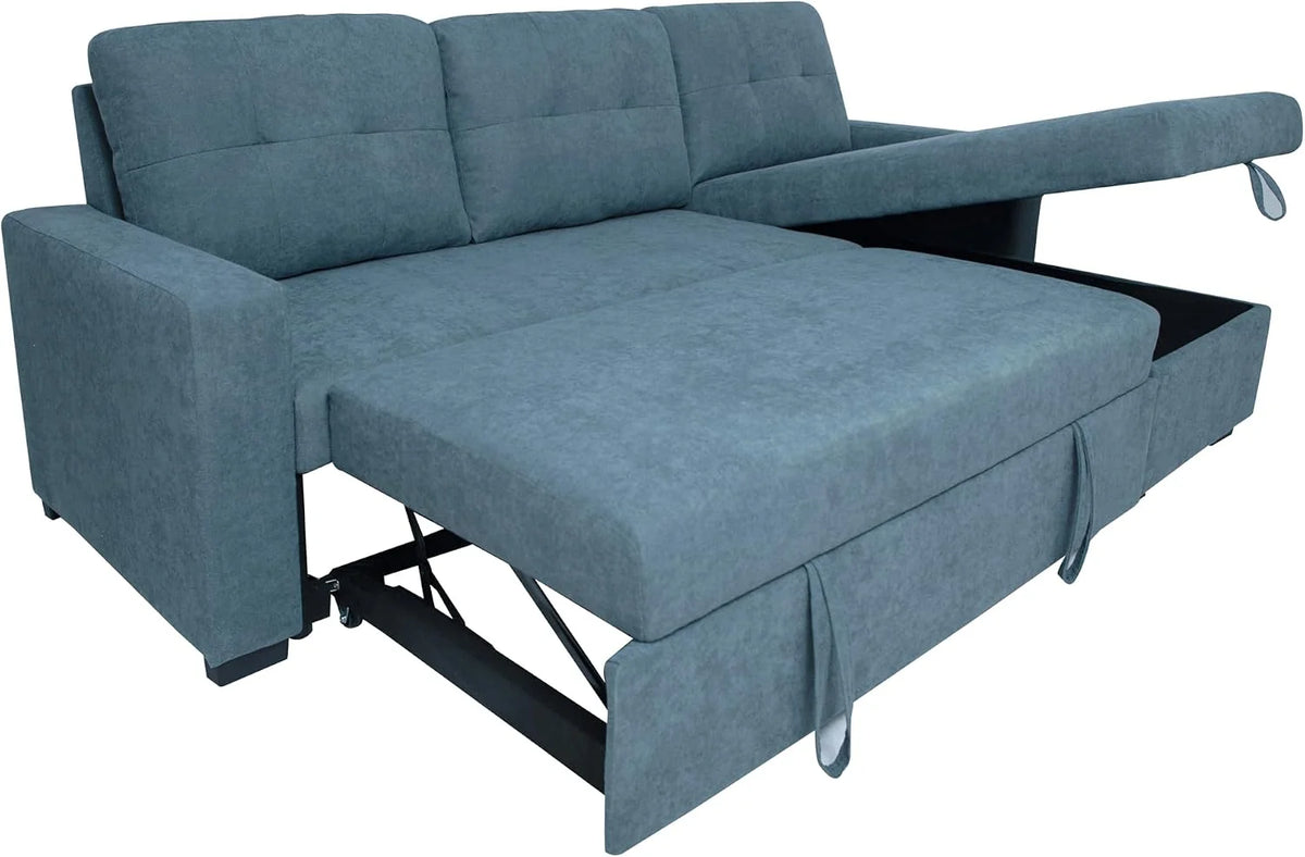 MUEBLIX.COM - Ojuel 3 Seater Chaiselongue Sofa, Interchangeable Chaiselong, Padded Seats and Backrest, Chaise Lounge Sofa Bed with Arcon, Modern Living Room Sofas, Grey