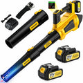 Soplador de Hojas 5 Velocidades, 2×4.0Ah Baterías y Cargador Motor sin Escobillas de 1000 W Rápido, Soplador Eléctrico Ligero para Cuidado del Jardín, Entrada, Hojas, Polvo y Nieve