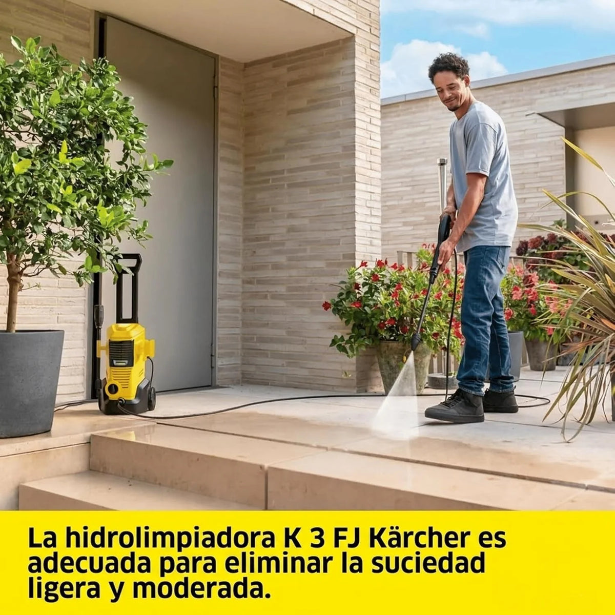 Kärcher Hidrolimpiadora K 3 FJ Home, presión: máx. 120 Bar, Incl. Boquilla de Espuma para una Espuma Bien adherida y máxima Potencia para disolver la Suciedad y HomeKit, Amarilla