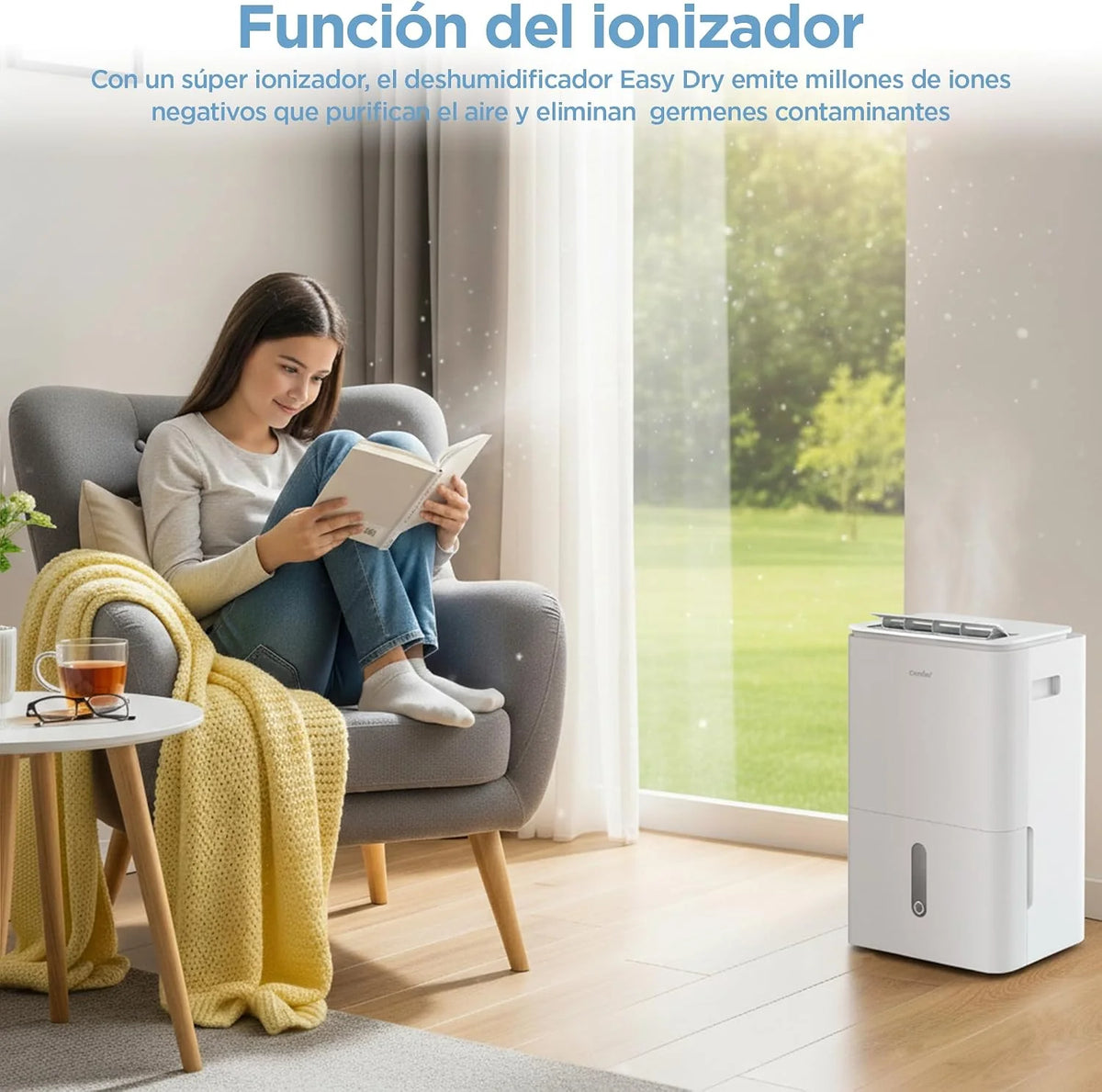 COMFEE' Deshumidificador de Humedad interior 20L / 2-EN-1 Purificador Eléctrico Silencioso con Ionizador, App/WIFI, 4 modos, Bajo Consumo con Depósito Extraible | Easy Dry 20 hasta 52 m² / 150 m³