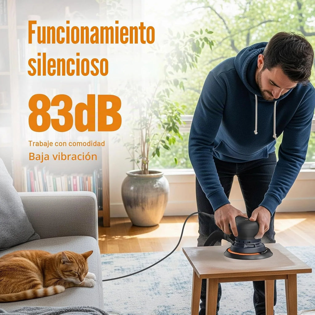 MAXXT Lijadora Orbital Aleatoria 2.5mm Sin escobillas 230V Multifuncional Velocidad Variable Eléctrica Corded Orbital Lijadora Máquina con 10 Papel de lija para trabajar la madera