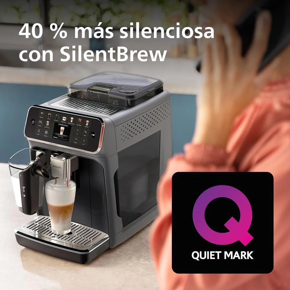 PHILIPS 5500 Cafetera Superautomática LatteGo, 20 bebidas, Gris