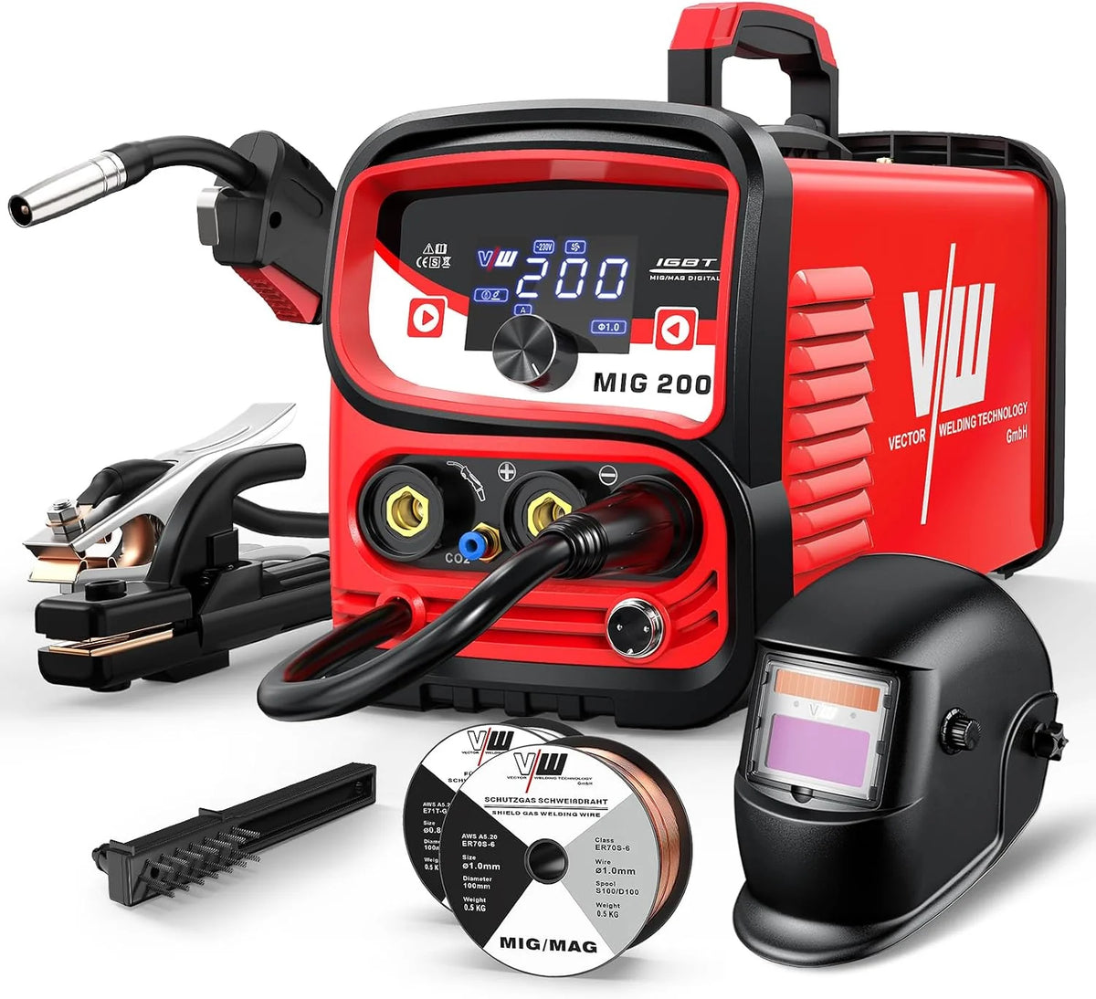 VECTOR WELDING Soldador de Hilo 4 en 1 Máquina de Soldar MIG MAG 200A