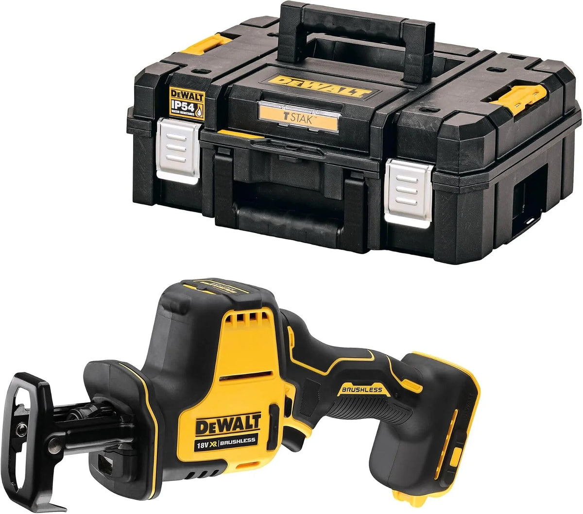 DEWALT DCS369NT-XJ - Mini-Sierra Sable XR 18V, Motor sin escobillas, En caja TSTAK, Sin Batería ni Cargador