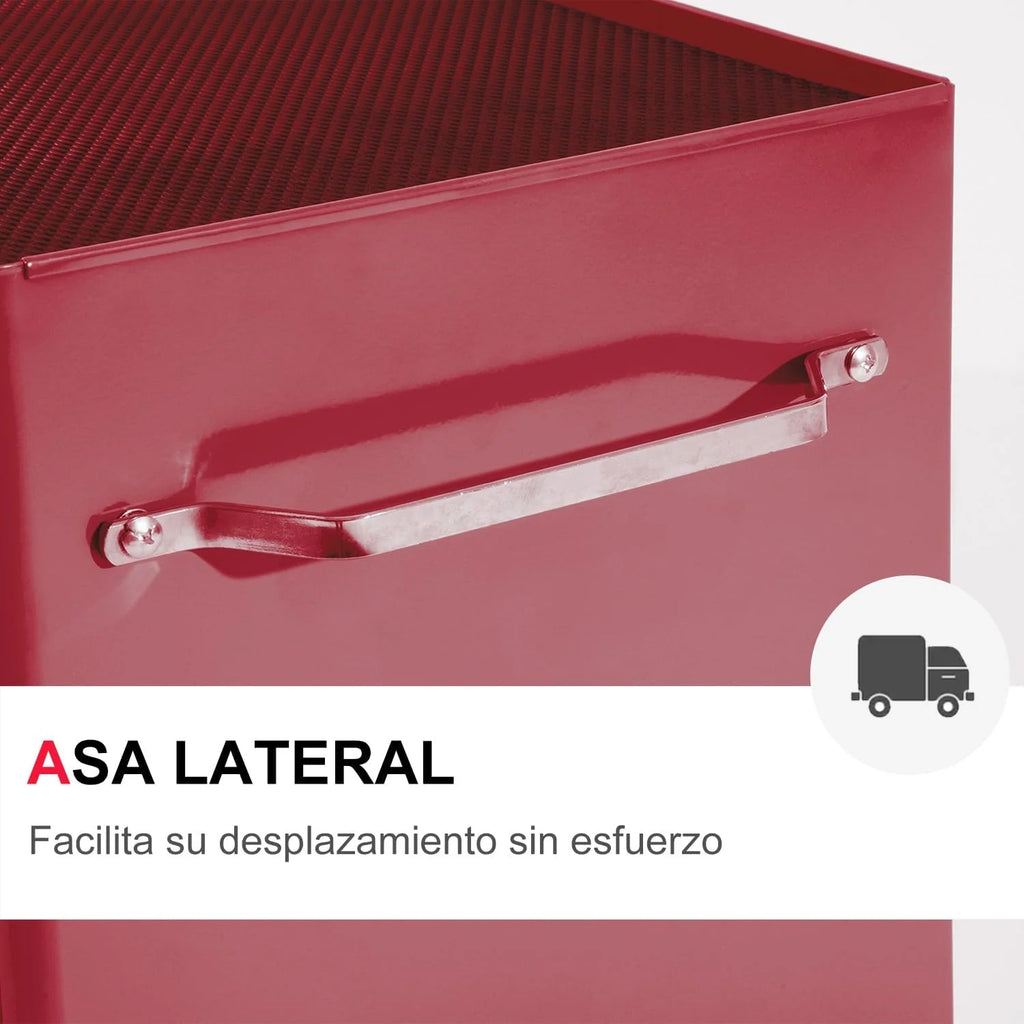 HOMCOM Carro Caja de Herramientas Taller Movil 5 Cajones 4 Ruedas Rojo