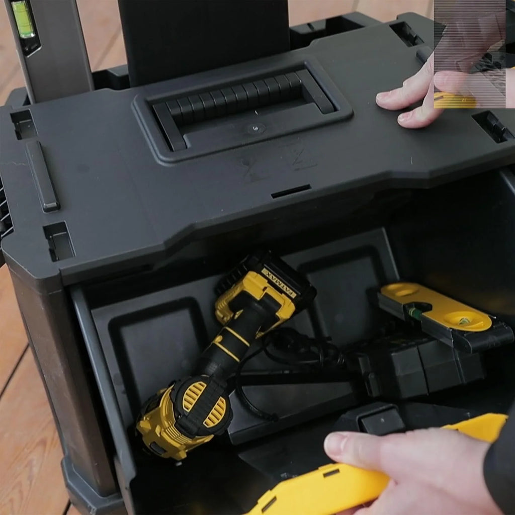 STANLEY Taller rodante Modular 3 en 1 apilable con Ruedas Resistentes, asa telescópica, organizadores Integrados y Capacidad de 35 kg, Ideal para Herramientas eléctricas y manuales, 1-79-206
