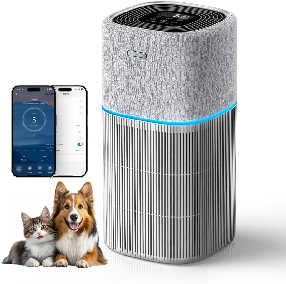 Redkey P3 Purificador de Aire, Purificador para Alergias y Mascotas para Habitaciones Hasta 100 m² | CADR 1000 m³/h Filtro True HEPA, elimina el 99,97% de Polen, Moho, Olores, Polvo, ultrasilencioso