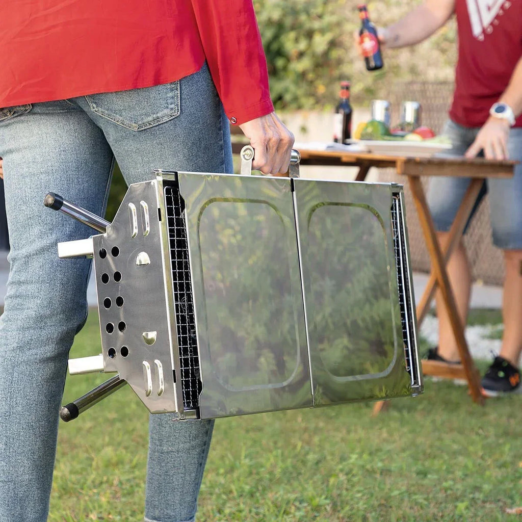 Barbacoa Plegable De Acero Inoxidable Para Carbón Innovagoods Acero Inoxidable Acero
