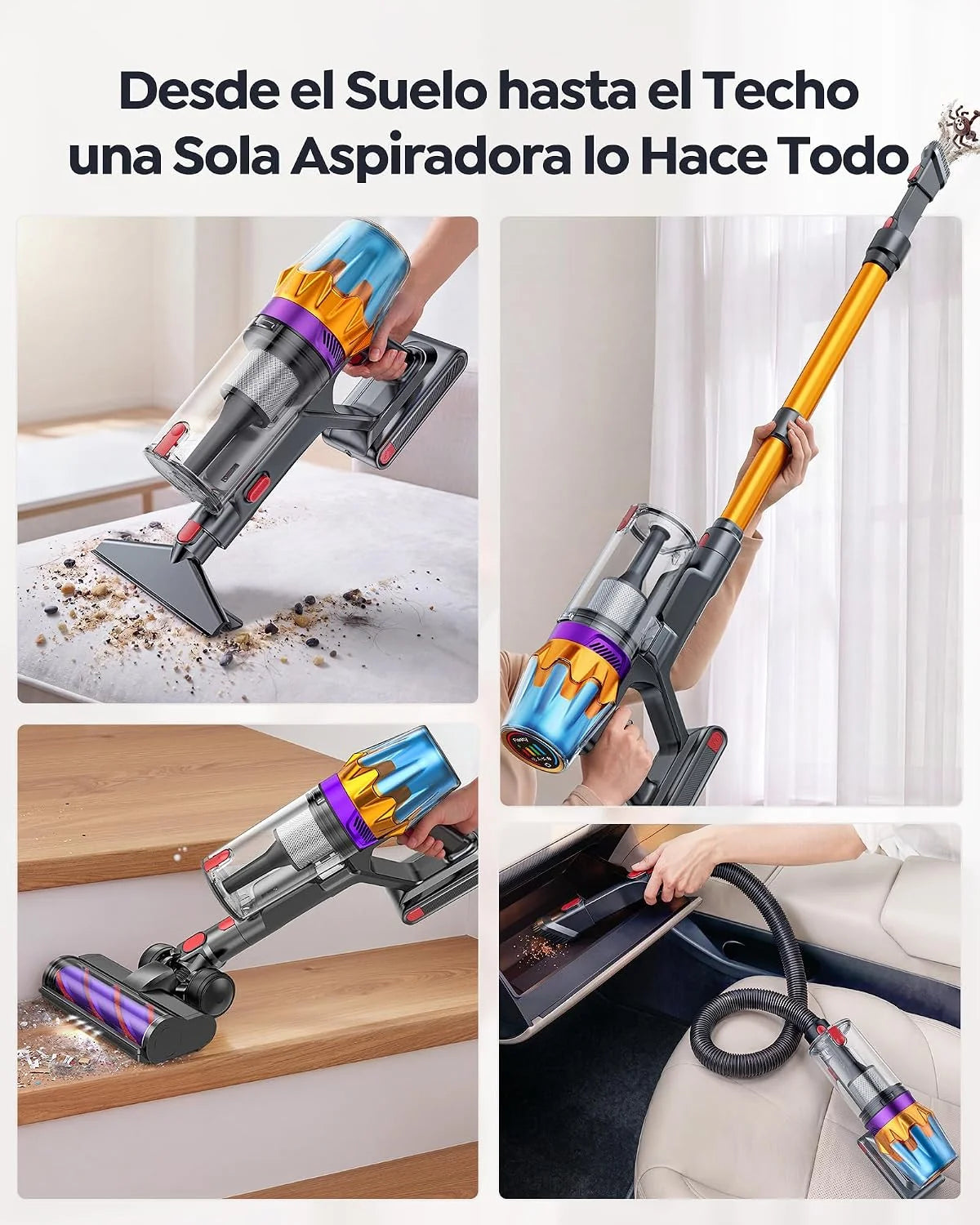 Fieety Aspiradora sin Cable 55KPa/650W/80Mins, Escoba Aspiradora de 1.8L, Modo Auto, Manguera 1.5M, Pantalla LED, Aromática, Autoportante, Cepillo Anti-Enredo con Luz, para Suelos/Alfombras/Pelo