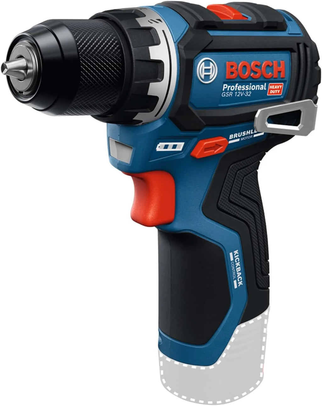 Taladro/atornillador a batería Bosch Professional 12V GSR 12V-32 (KickBack control óptimo, motor Brushless sin escobillas)