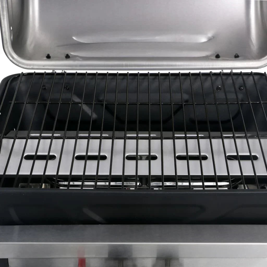 Barbacoa Portátil De Gas Con Mesita 3 Estantes Negro Y Plateado Vidaxl