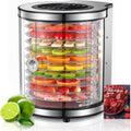 Deshidratador de acero inoxidable con 10 niveles, deshidratador giratorio con 9 programas y pantalla LCD, regulador de temperatura de 35 – 75 °C y temporizador de 48 horas, secador de carne silencioso