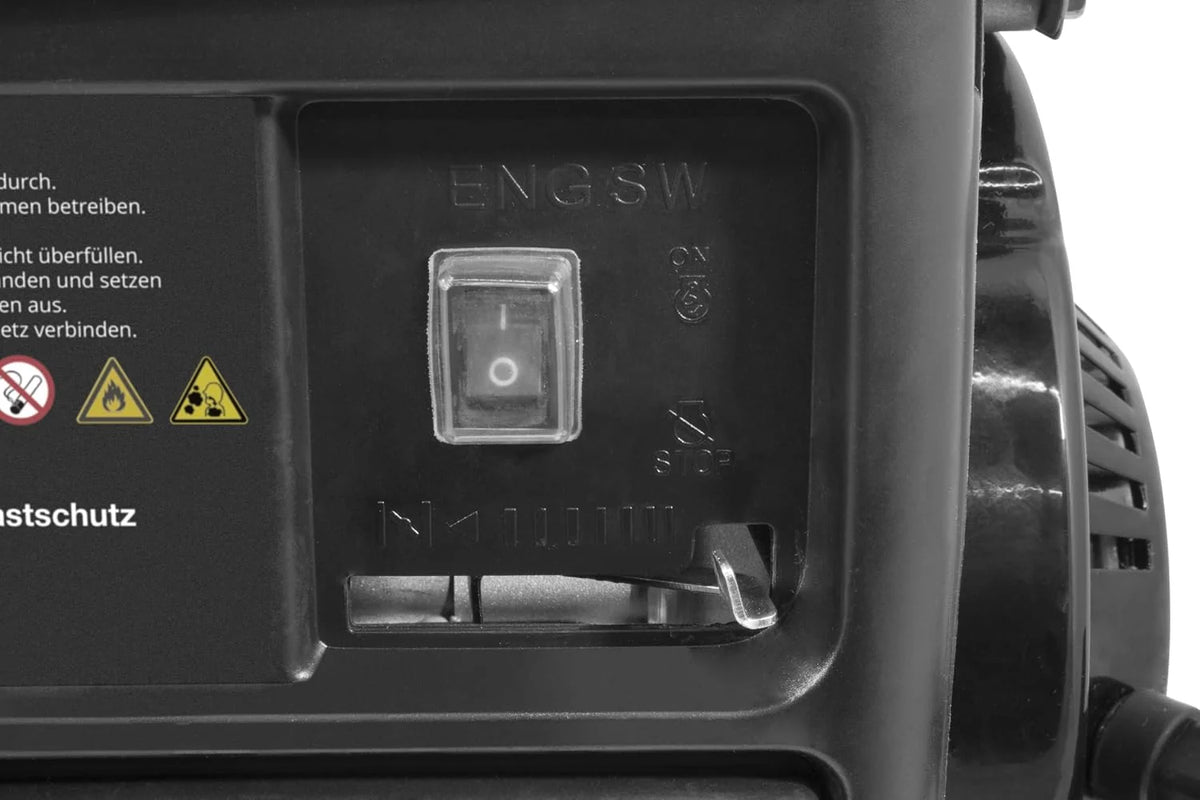 Güde Generador de corriente GSE 951 (motor de 2 tiempos, gasolina, 1/1,36 kW/CV, 1 toma de corriente de 230 V, máx. 720 W, autonomía hasta 7,5 h, depósito de 3,8 L, arranque de reversión, asa, peso