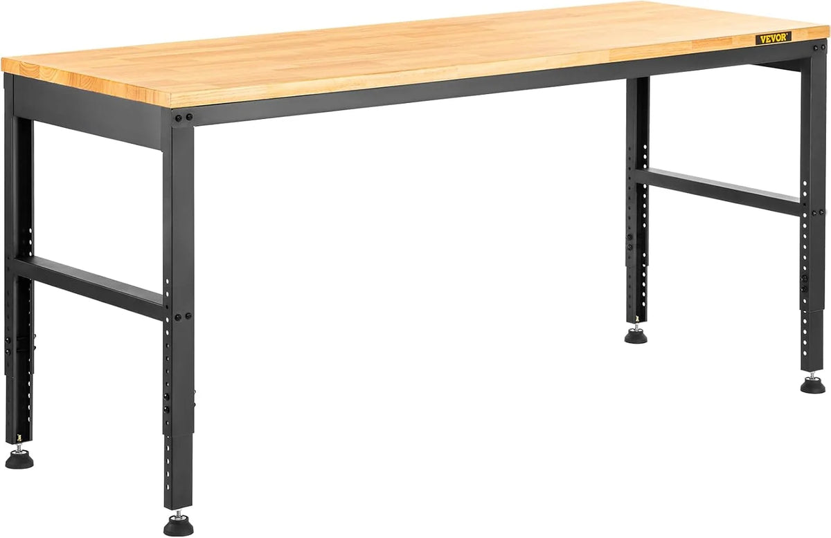 VEVOR Banco de Trabajo de Altura Ajustable, 135 cm de Ancho x 46 cm de Profundidad x 97 cm de Alto, Mesa de Garaje con 72-97 cm de Altura y Capacidad de Carga de 900 kg, con Tomas de Corriente, Parte