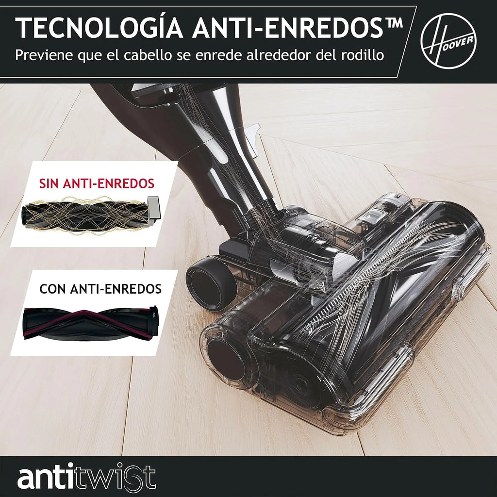 Hoover Aspiradora Escoba Sin Cable Potente con Corner Genie™ para Limpiar Todos los rincones, Cepillo Anti-Enredos, Luces LED [HFX]