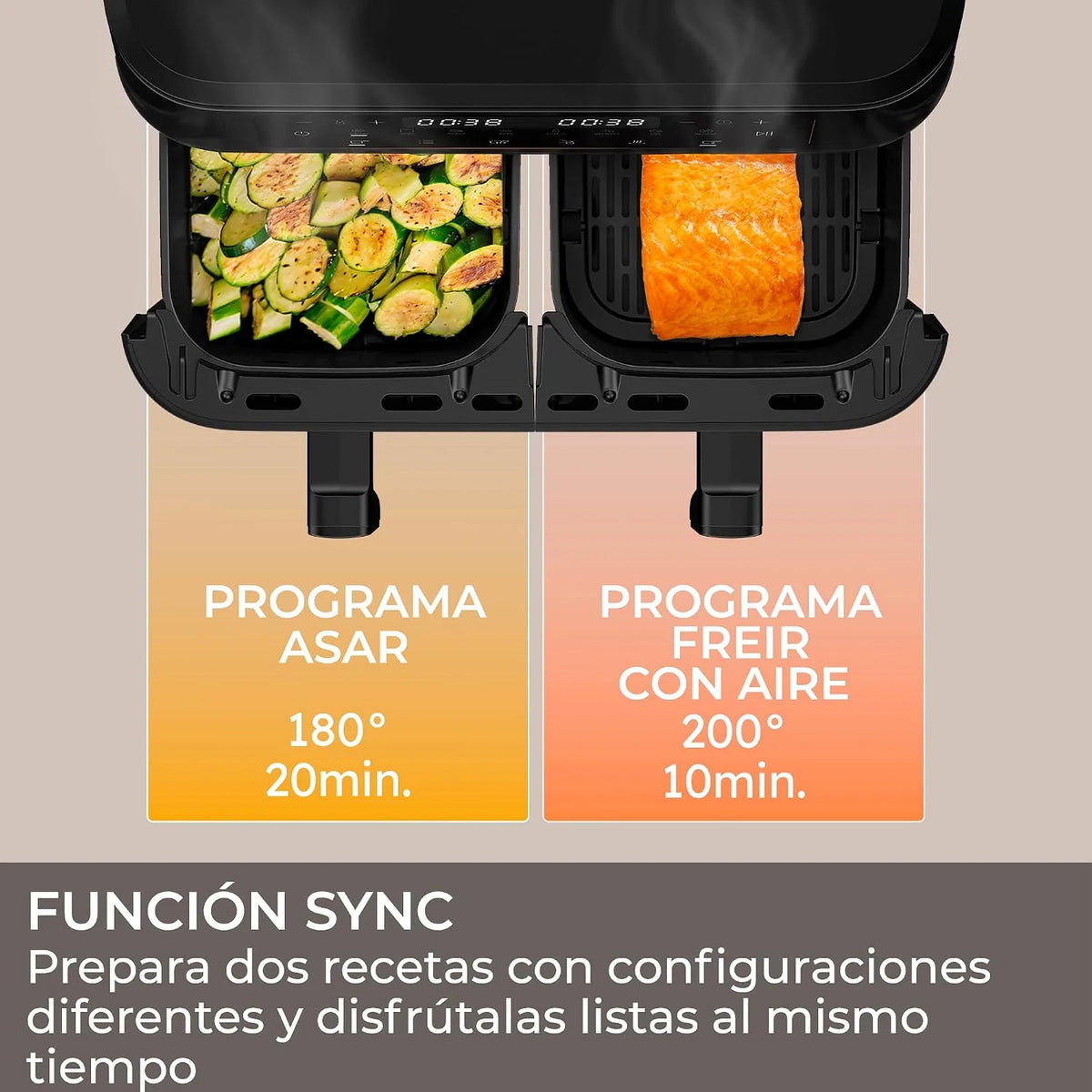 Haier Freidora de Aire de Doble Cajón | 11L Gran Capacidad | 8 Funciones