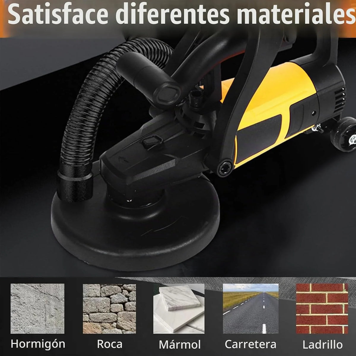 Lijadora pared y Techo, Lijadora Electrica de 1100W Pulidora de Concreto de 2800RPM para Lijadoras de Ø180mm Disco de Desbaste Pulidora de Concreto para Paredes Pisos de Concreto